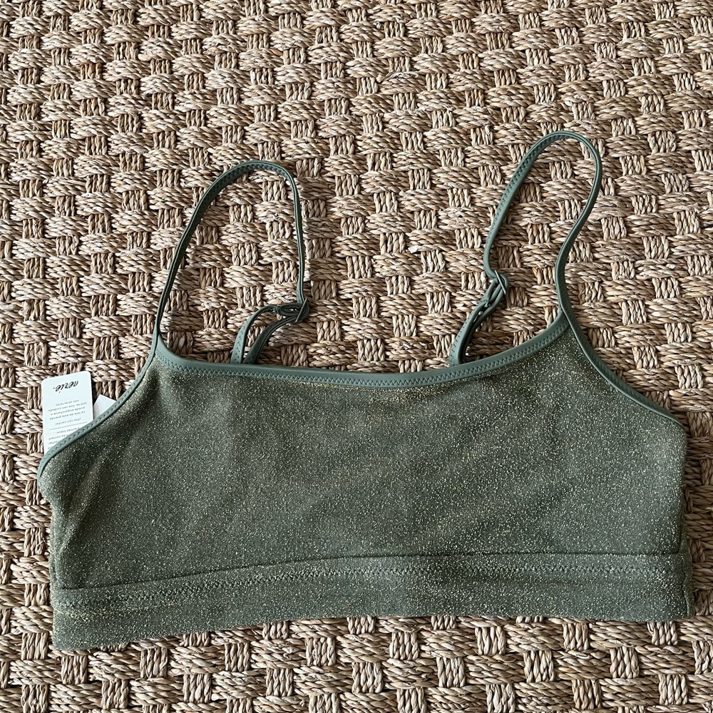 AE Sparkle Straight Scoop Bikini Top